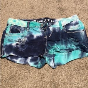 Blue tye dye shorts